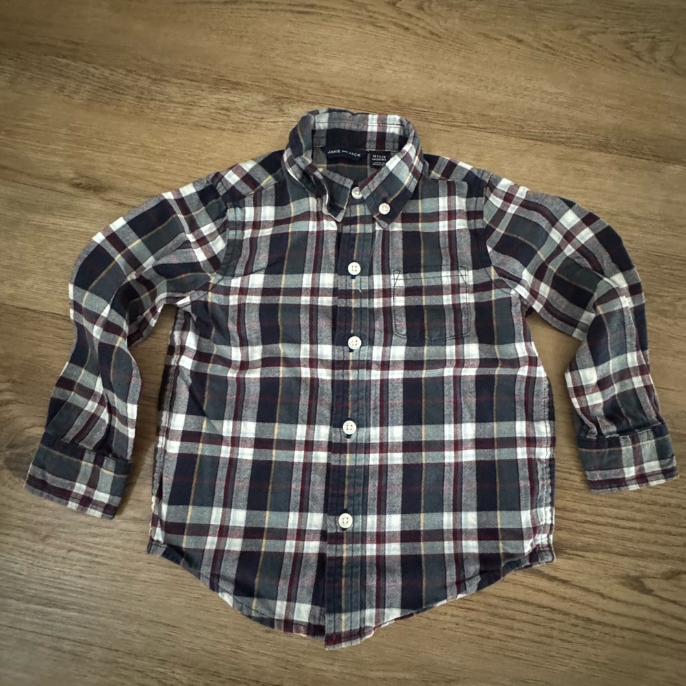 Janie and Jack Kids Plaid Button-Down Shirt - Blue, Green, White